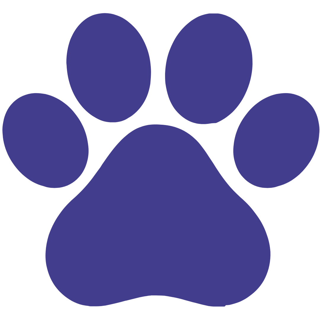 A purple paw print